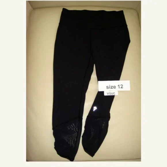 Ivivva Girl by Lululemon 🍋Take Me To Studio Black Crop Nulu Mesh size 12 - Picture 1 of 5